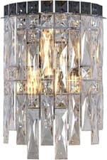 Image of LED Wall Lamp Modern Indoor Wall Light Chandelier Chrome Crystal Droplet Decor