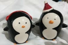 Image of Christmas Penguin Ceramic Salt & Pepper Cute Shakers Cruet Set 2 pots Shaker🐧