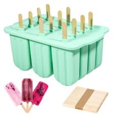 Image of 12 Cavity Silicone Ice Cream Mould Tray Popsicle Mold Lolly Frozen Dessert Maker