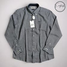 Image of Barbour Padshaw Gingham Shirt Men’s Large Tailored Fit Green / Navy
