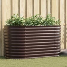 Image of Garden Raised Bed Brown 160 x 80 x 81 cm Galvanized Steel vidaXL