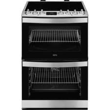 Image of AEG 6000 SteamBake Electric Double Oven Cooker - CIB6734ACM