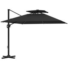 Image of 3.5x3 m Garden Cantilever Parasol with Solar LED Lights and Centre Light, Alumin