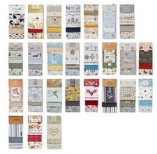 Image of Cooksmart 100% Cotton Tea Towels Set of 3 Decorative Kitchen