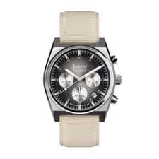 Image of Accurist Origin 41mm Mens Round Gun Metal Analogue Watch with Cream Strap