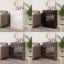Image of Gloss 4 Drawer Skagen High Wooden Bedroom Chest Cabinet No Handle Drawer Storage