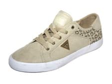 Image of Guess Womens Beige Ranks Logo Trainers Shoes US 8.5 EU 38.5