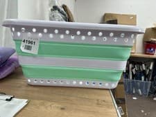 Image of ADDIS 517934 45L Foldable Rectangular Laundry Basket - White/Aqua Haze