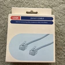 Image of Logik LRJ112M23 2M RJ11 Cable – ADSL Broadband Modem Lead