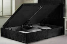 Image of Crushed Velvet Upholstered Gas Lift Up Ottoman Storage Bed Frame with Headboard