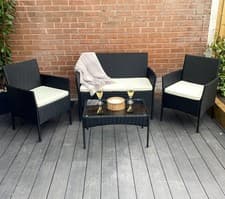 Image of RATTAN GARDEN FURNITURE SET 4 PC CHAIRS SOFA TABLE OUTDOOR