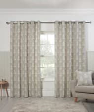 Image of Lined Eyelet Floral Silver Curtains Sundour Esher