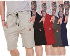 Image of Mens Jersey Shorts Cotton Lightweight Branded Side Pockets Plain Gym Holiday