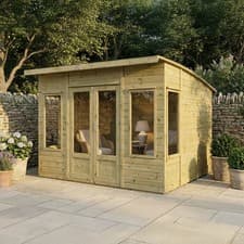 Image of Curved Roof Summerhouse Shiplap T&G Wooden Garden Room 10 x 8 10ft 8ft Waltons 