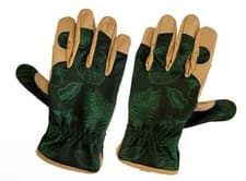 Image of Kew Gardens High Performance Leather Gardening Gloves Brown / Green L Pack of 1