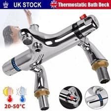 Image of Thermostatic Bathroom Bath Shower Mixer Taps Deck Mounted Valve Bar Tap Chrome