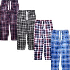 Image of New Mens Plush Fleece Lounge Pants Soft Check Pyjama Bottoms PJs Nightwear