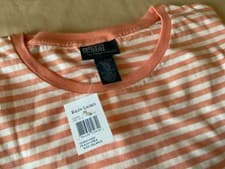 Image of POLO Ralph Lauren Vintage Classic Fit Peach & Cream Striped Ringer T-Shirt XXL