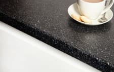 Image of Black Quartz Stone Laminate Kitchen Worktop, 38mm Textured Surface 3m 4m Lengths