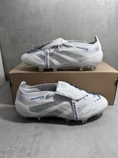 Image of Adidas Predator Elite Tongue FG Football Boots - White Blue Size UK 6.5 - ID8965
