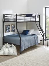 Image of Domino Metal Trio Bunk Bed Frame Black Sleek and Space-Saving Bedroom Furniture