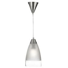 Image of Satin Silver Ceiling Mounted Pendant Light With Domed Clear Frosted Glass Shade