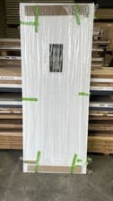 Image of 80x32" White Primed Arched groove Cottage Decorative Glazed External Door
