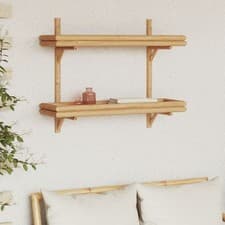 Image of Wall Shelf 2-Tier 75x26x60 cm Bamboo vidaXL