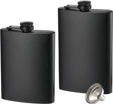 Image of 2 Pack Hip Flasks for Liquor, 8 Oz & 12 Oz Stainless Steel Leakproof Thin Flask