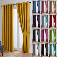 Image of Blackout Curtains Thermal Ready Made Eyelet Ring- Energy Saving + Free Tie Backs