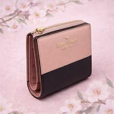 Image of Kate Spade New York Spencer Small Bifold Wallet Warm Beige Saffiano Leather New