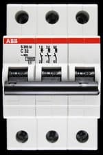 Image of ABB 32 AMP CURVE C 10kA TRIPLE POLE MCB CIRCUIT BREAKER S203M 2CDS273001R0324