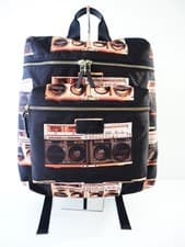 Image of Paul Smith Large Leather & Nylon Backpack Ghetto Blaster Stereo Print NWOT