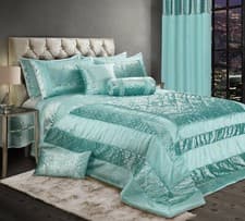Image of Luxury Quilted Embossed Foil Geo Print Bedding Throwover Comforter Bedspreads