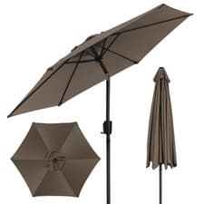 Image of 2m Large Parasol Umbrella Garden Patio Table Sun Shade Canopy with Crank Tilt