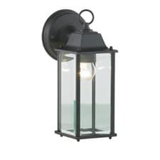 Image of Litecraft Colone Wall Light Bevelled Glass Outdoor Lantern IP23 Fitting - Black