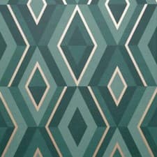 Image of Fine Decor Shard Geometric Emerald Green/Gold Metallic Wallpaper FD42609
