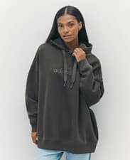 Image of adidas Originals Grey Essentials Linear Oversize Hoodie Size Small