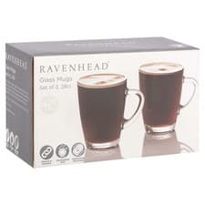 Image of Ravenhead Entertain Set Of Glass Mugs Coffee Latte Glasses 28CL Pk2