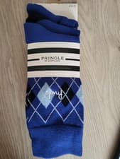 Image of 3 Pairs PRINGLE of SCOTLAND Blue Mens SOCKS 80% Cotton 6-8.5
