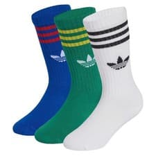 Image of Adidas Kids Crew Socks 3 Pairs Cotton Blend Recycled Materials Three Stripes Pro