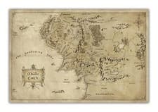 Image of Middle Earth Map Aluminium Metal Sign Print Man Cave Bedroom Wall