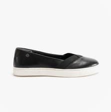 Image of Hush Puppies Tiffany Womens Leather Slip-On Black/White Ballerina & Pumps