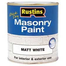 Image of Rustins Quick Dry Masonry Paint Matt White 250ml