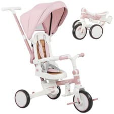 Image of AIYAPLAY 5 in 1 Foldable Kids Trike, Toddler Tricycle for 1-3 Years, Pink
