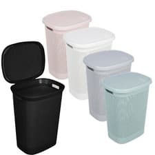 Image of 60 Litre Plastic Laundry Basket Lid Washing Bin Hamper Large Capacity Anti Mould