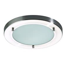 Image of Large Flush Mounted IP44 Modern Bathroom Ceiling Light in Satin Nickel Litecraft