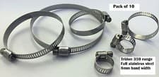 Image of Pk of 10 TRIDON 350 RANGE 8mm band FULL SS HOSE CLIPS 16-16-65-88mm*CHOOSE SIZE