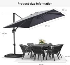 Image of 2.7 X 3.5 M Garden Cantilever Parasol, Large Rectangle Patio Umbrella