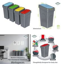 Image of 50L Large Plastic Recycling Bin Rubbish Dustbin Recycle Waste Kitchen Outdoor UK